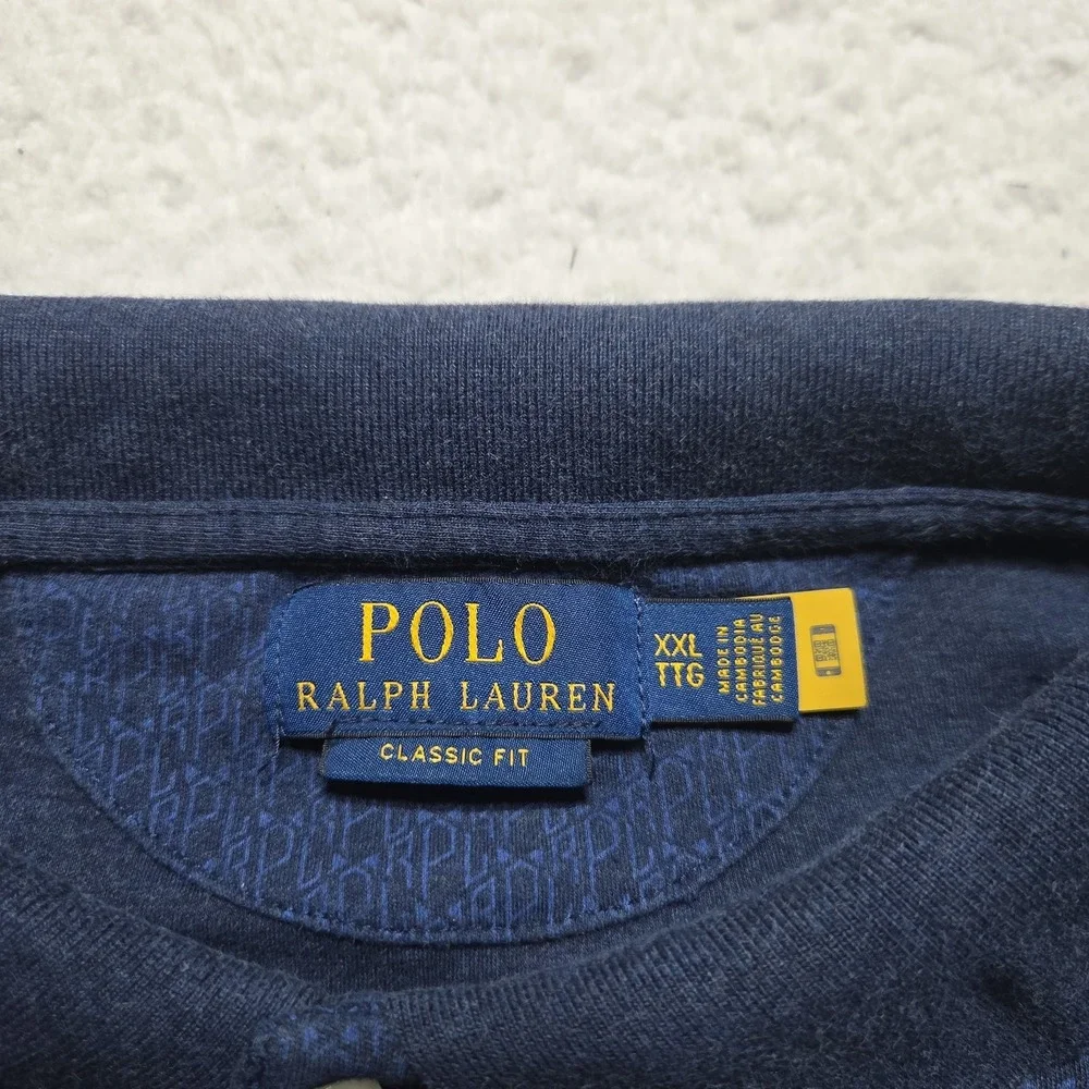 Polo Ralph Lauren Polo Shirt Men's XXL Classic Fit Blue Short Sleeve AOP